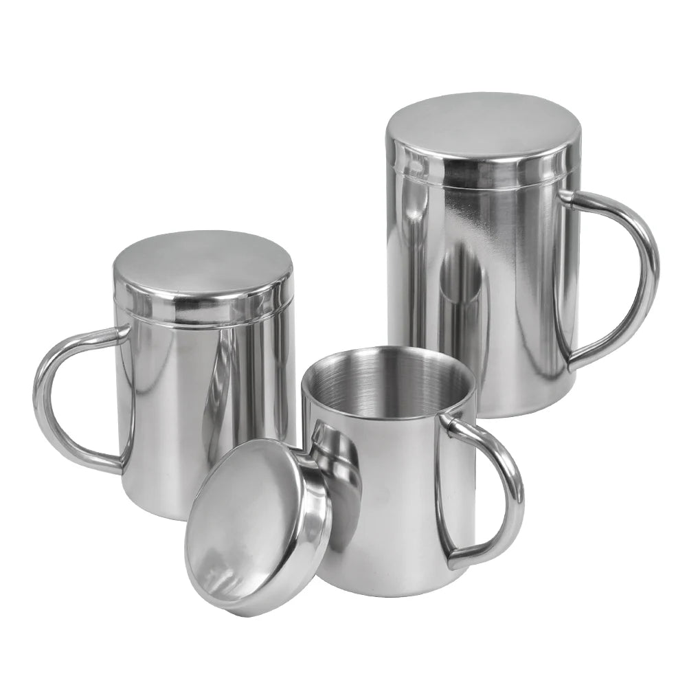 Food Grade Eco-friendly Biodegradable BPA Free Insulated 8/18 Stainless Steel Beer Metal Coffee Mug With Handle and Lid