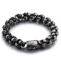 Gothic Jewelry Accessories Fashion Vintage Stainless Steel Skull Bracelet for Men Non Tarnish Chunky Skull Beaded Thick Bracelet