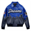 Custom Patchwork Leather Jacket Rhinestone Embroidery Patches Vintage Letterman College Baseball Bomber Varsity Jacket for Men