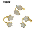 WT-MPR024 WKT2022 Special Natural Stone Star and Moon Shape Ring Natural Pearl Opening Adjustable Pearl Ring for Party Jewelry