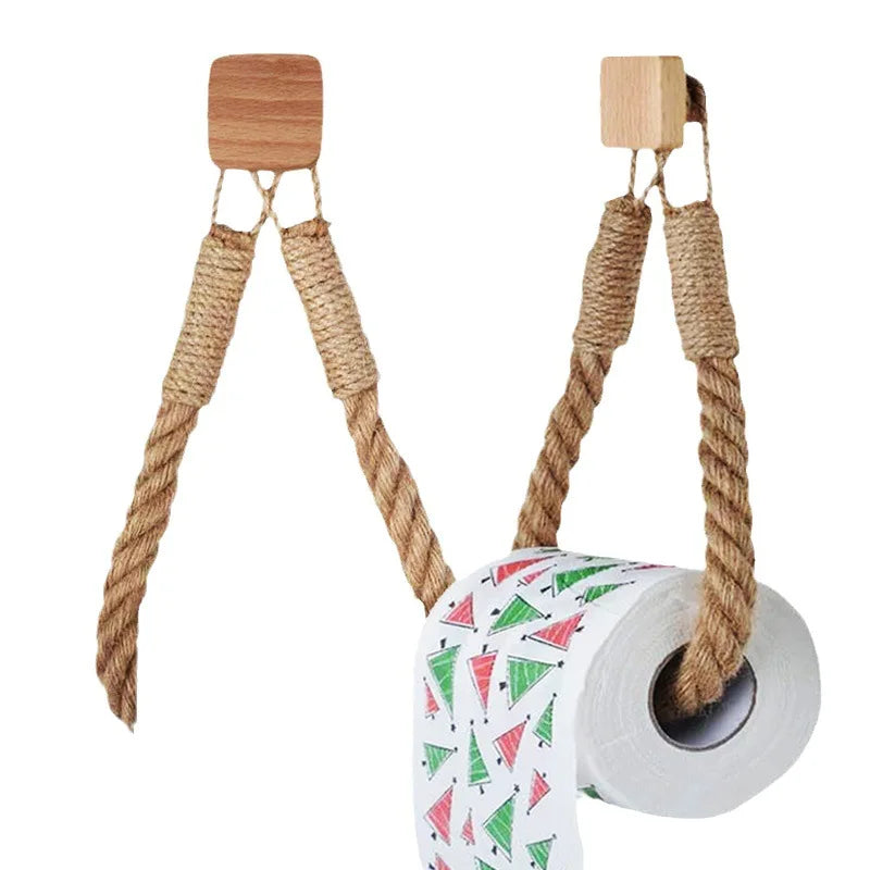 Wall Mounted Home Decoration Paper Towel Rack Hemp Rope Toilet Paper Holder Rope Household