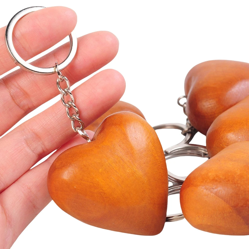 Wooden Heart Shaped Charm KeyChain Blanks Wooden Heart Keychain Couple Valentine's Day Gift for Laser Custom Blank Engraving