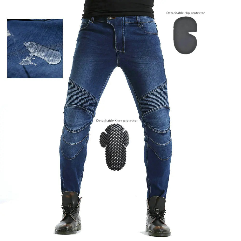New Four Seasons Stretch Fall protection Waterproof Protective Guard Motorcycle Riding Jeans for Men