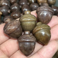 DIY DIY Natural Mineral Carving Strawberry Crystal Hazelnut Shape Crystal Aventurine Small Pine Cones Healing Stone for Ornaments Gifts