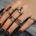 Black Knuckle Ring Set Set of 5 Creative Hollow Cylinder Spring Rings For Women Wholesale Vintage Lady Punk Rings