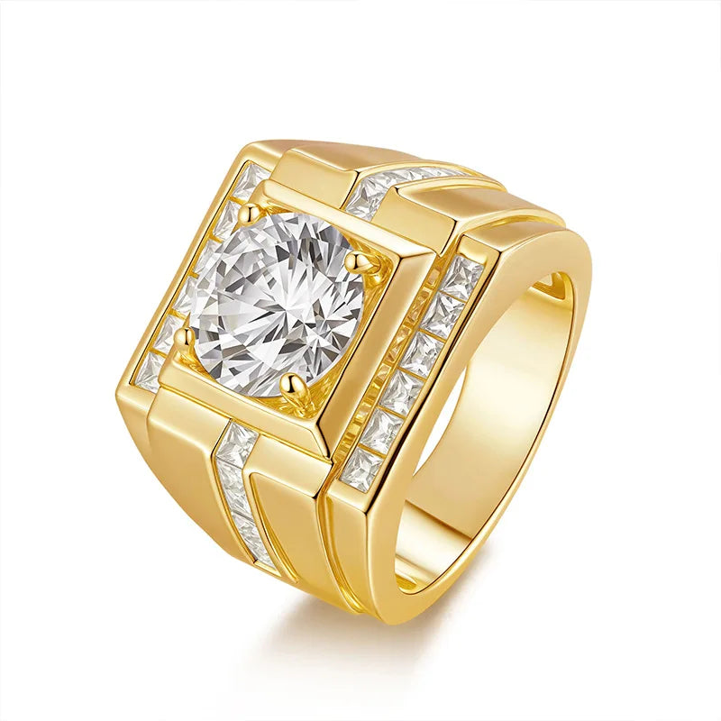 Waterproof Jewelry 925 Sterling Silver High-end Jewelry 4Carat D Color Round Brilliant Cut Wedding Engagement Rings Gift for Men