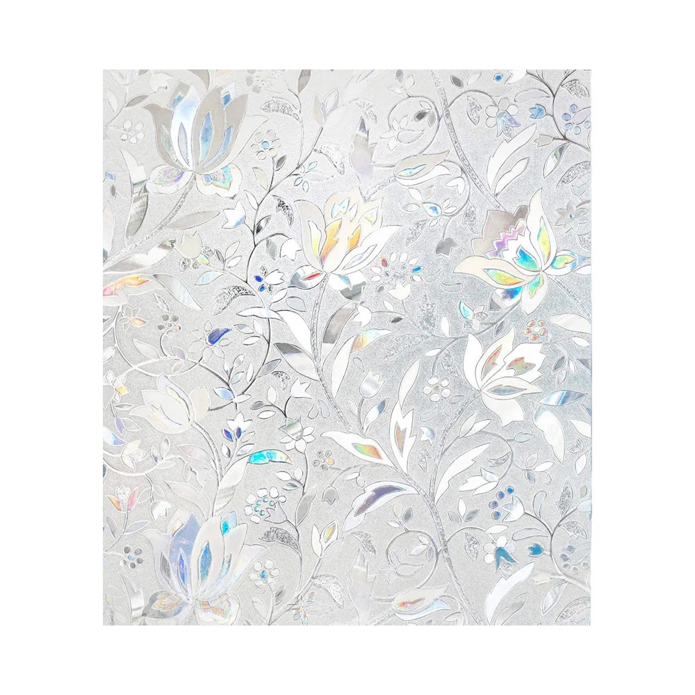 Modern Style Sun Blocking Removable Glass Sticker Decorative Privacy Film Window Flowers Tic Cling Vinyl Door Covering