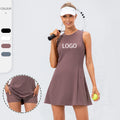 Women Golf Sports Wear One-piece Skirt Dress Yoga Fitness Breathable Tennis Pocket Shorts Two Piece Tennis Set