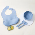 High Quality BPA-Free Silicone Feeding Set for Babies Including Suction Bib Fork and Spoon for Tableware for Dining
