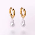 Dainty Stainless Steel Baroque Pearl Earrings Jewelry 18K Gold Plated Irregular Big Pearl Huggie Earrings for Women