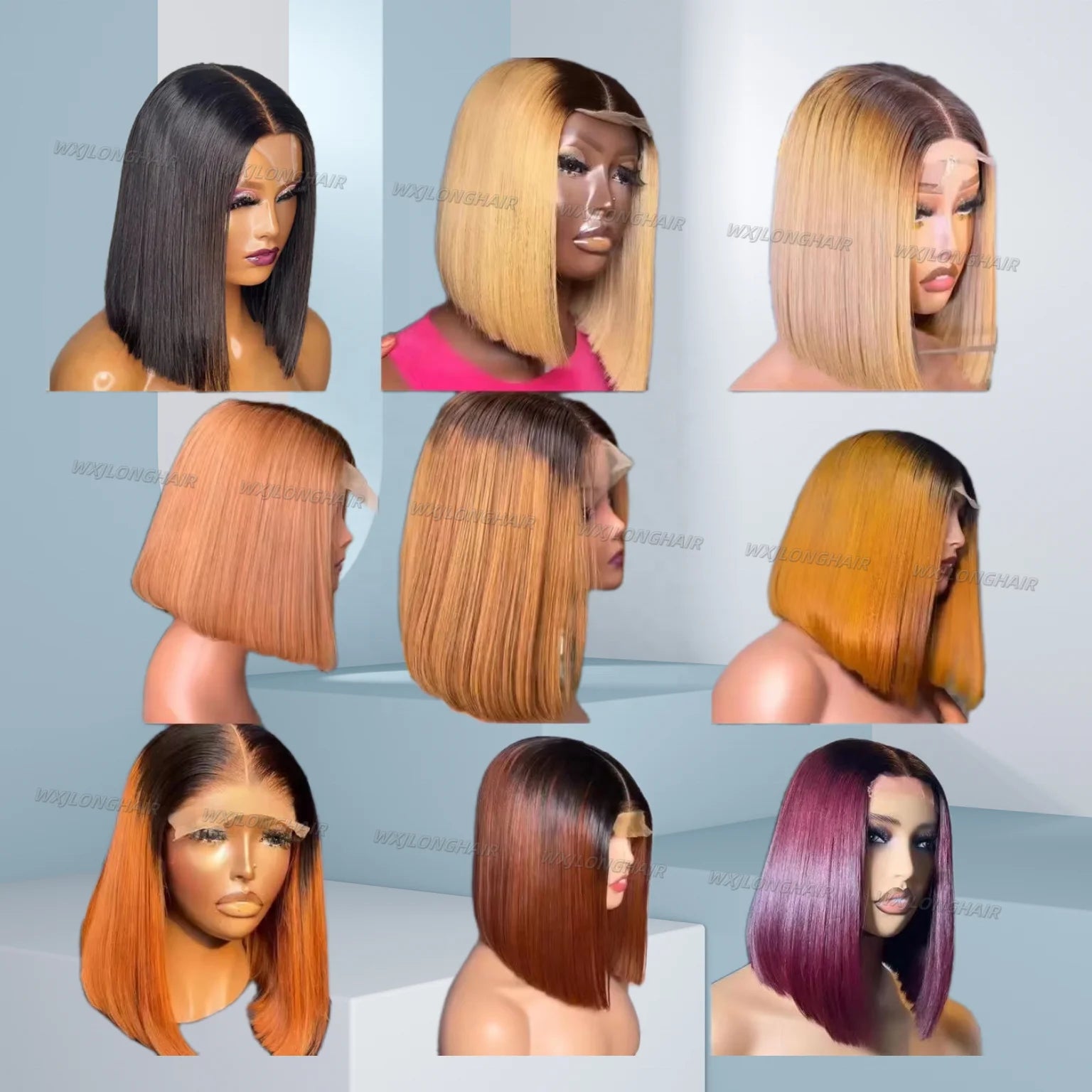 WXJ Wholesale Kim K 2x6 Lace Bob Wigs 12inch Vietnamese Double Drawn Wigs 11A Grade 100% Human Hair Bone Straight Hair Wigs