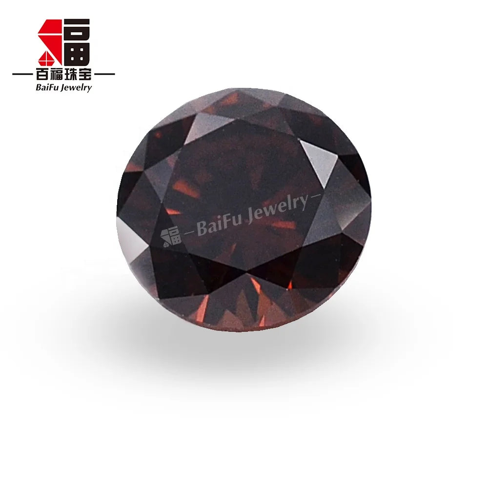 Baifu Jewelry Top Quality Loose Round Russian Coffee Zircon