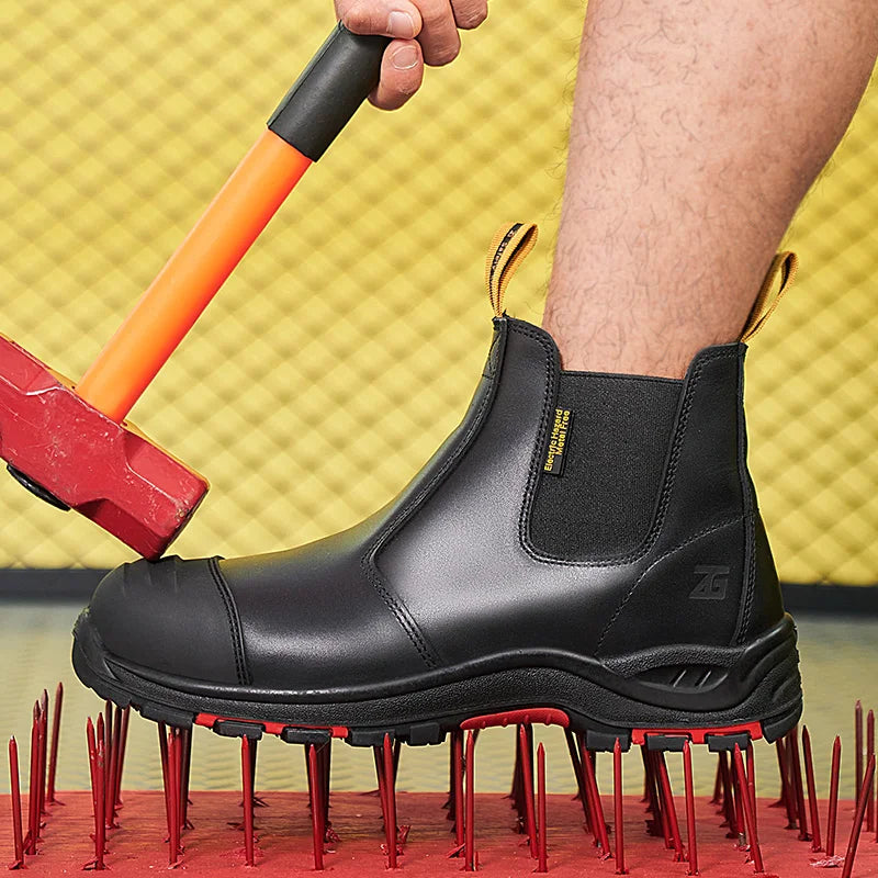 L607-4 Customized Good Quality Slip-on Hiking Chelsea Safety BootsHeavy Duty Puncture Proof Waterproof Work Boots for Factory