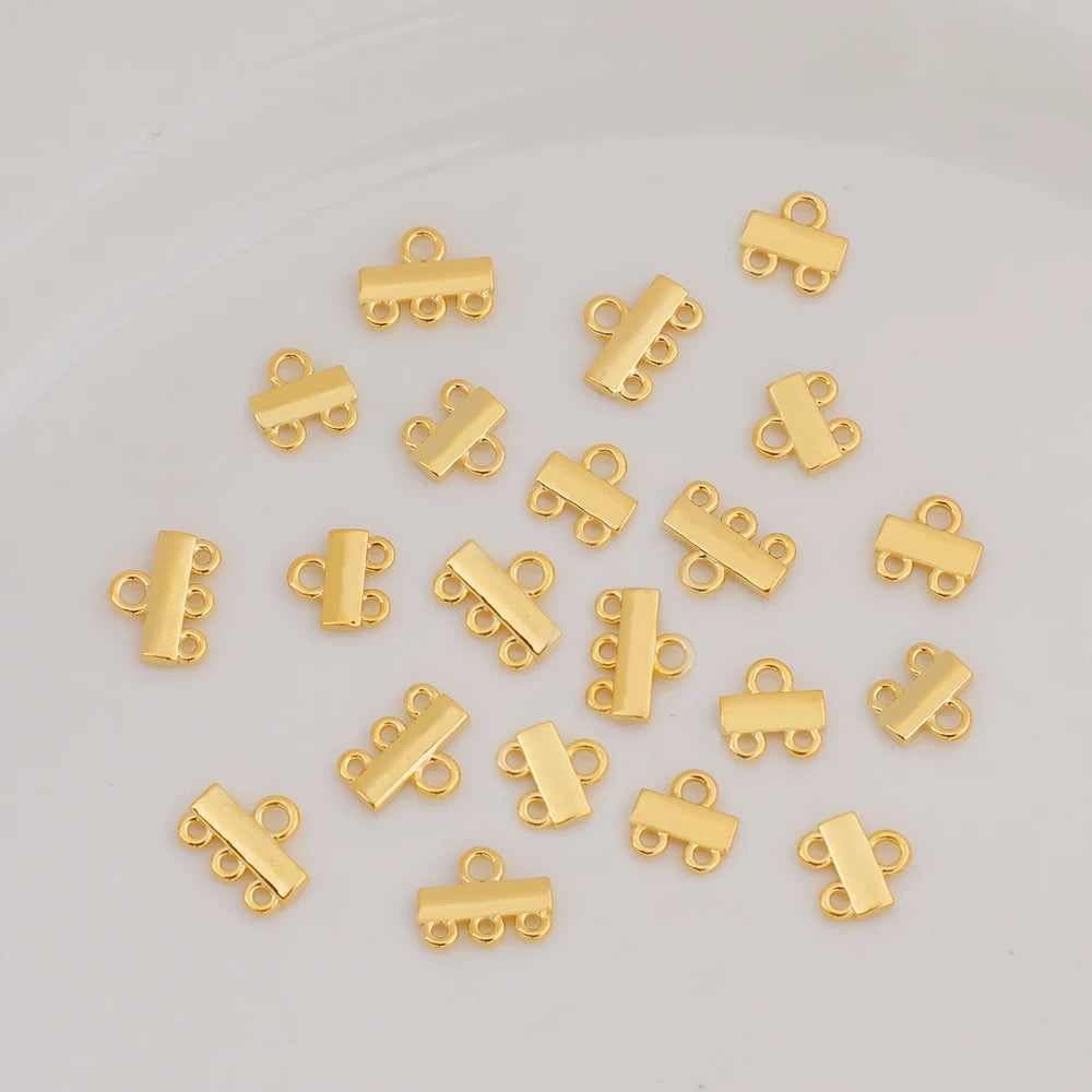 18K Gold Plated Two Hole Necklace Pendant Clasp Brass Bracelet Chain Transfer Clasp Multifunctional Jewelry Connecting Clasp