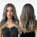 Factory Fast Delivery Synthetic Wigs Long Wavy Gray Brown Natural Hair Wigs for Women Wigs Heat Resistant Fiber Hair