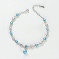 925 Sterling Silver Bracelet with Blue Crystal Beads Luxury Heart Pendant Trendy Women's Wedding Bracelet Bangle