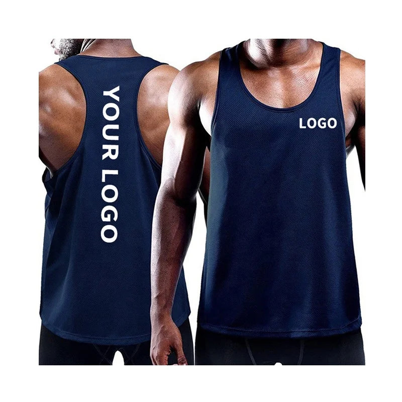 Wholesale Custom Logo Gym Sleeveless T Shirt Fitness Workout Muscle Stringer Tank Top Bodybuilding for Men