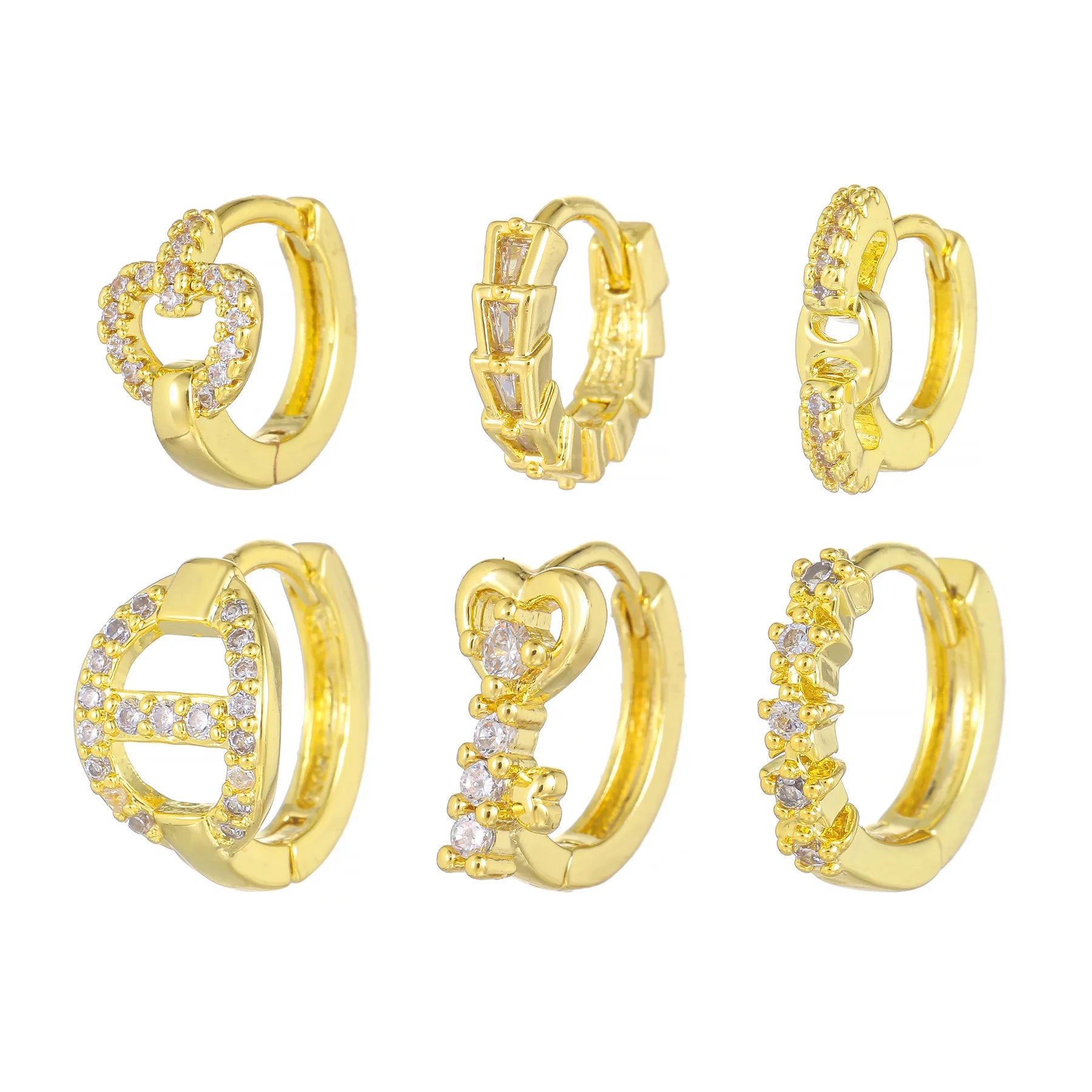 ZUOLA Trendy Eco-friendly Custom Cuff Hoop Huggies Earrings Gold/Silver Plated Geometric Shiny Zircon Luxury Jewelry for Women