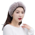 MWFur Cute Elastic Hand Knit Neck Ear Warmer Rex Rabbit Fur Scarf Fashion Rex Fur Headband for Women Winter Fashion