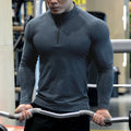 Casual Workout Compression Jogger 1/4 Zipper Sportswear Long Sleeve Shirts for Men