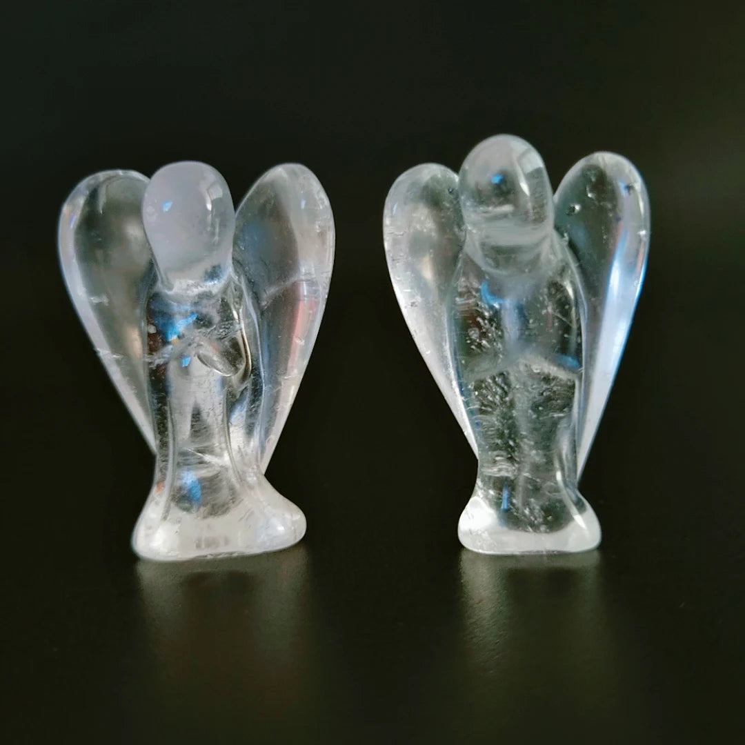 Huiying 1.5 Inch Hand Carved Natural Clear Quartz Custom Carving Angel Angel for Sale Crafts