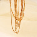 Tarnish Free PVD Plated Stainless Steel Thin Double Layered Chain Box Figaro Chain Necklace for Women Trendy Jewelry