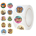 500Pcs Creative Capybara Cartoon DIY Roll Stickers 1 inch Funny Capybara Toys Envelope Sealing Sticker