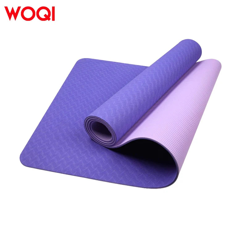 WOQI Eco-Friendly Non-Slip Yoga Mat Custom Logo Thick 8mm High Density TPE 1830MM Waterproof Folding for All Exercise