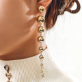 Metallic Pendant Earrings Geometrical Size Round Ball Earring Long Pendant Earrings for Women 2024