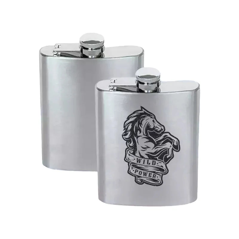 Logo Custom High Quality Classic Style Stainless Steel Liquor Alcohol Flask Square Wine Bottle Hip Flask