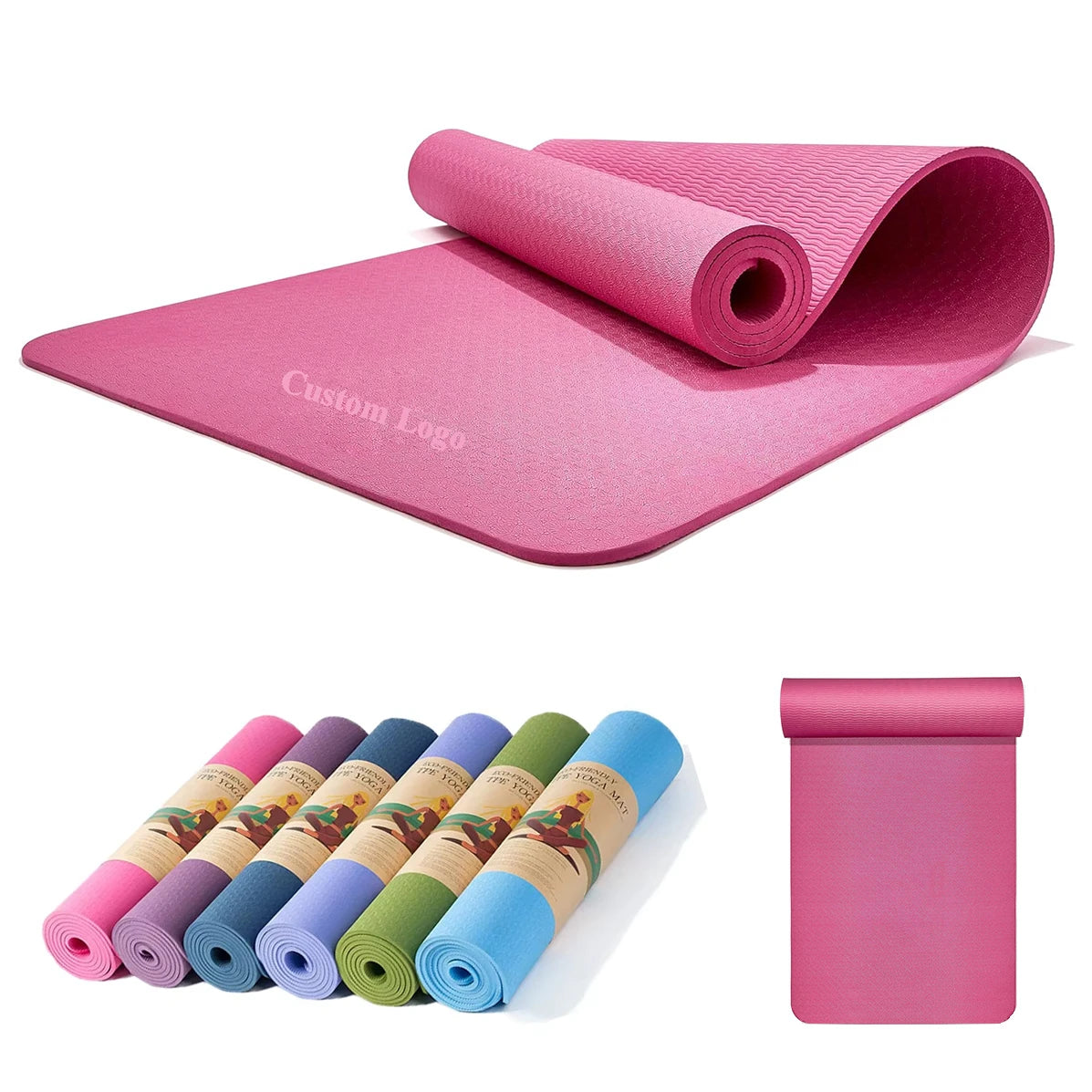 Custom Logo TPE Pure Color Eco Friendly Yoga Pilates Mats Non Slip Fitness Dance Sports Mat for Yoga Pilates Home Workout