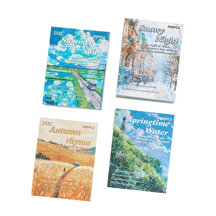200pcs/pack Covenant Four Seasons Sticky Note Book Material Book Sticky Note Paper Non-adhesive Material Paper Ins Handbook