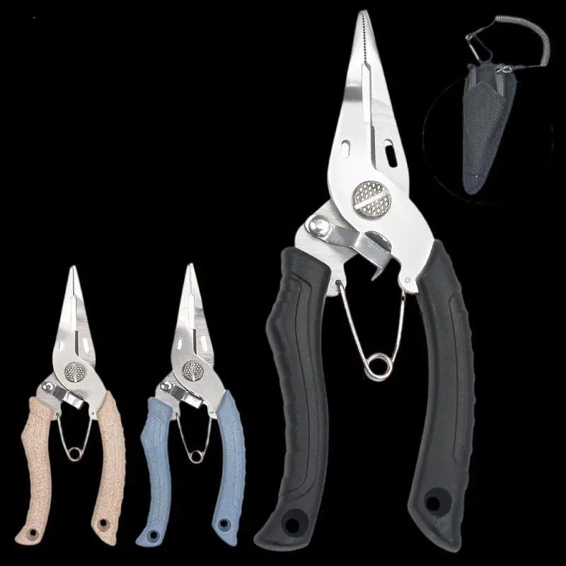 Three Colors Available  Fishing Gear Pliers with PP Straw Plastic Handle Scissor Line Cutters Fishing Pliers