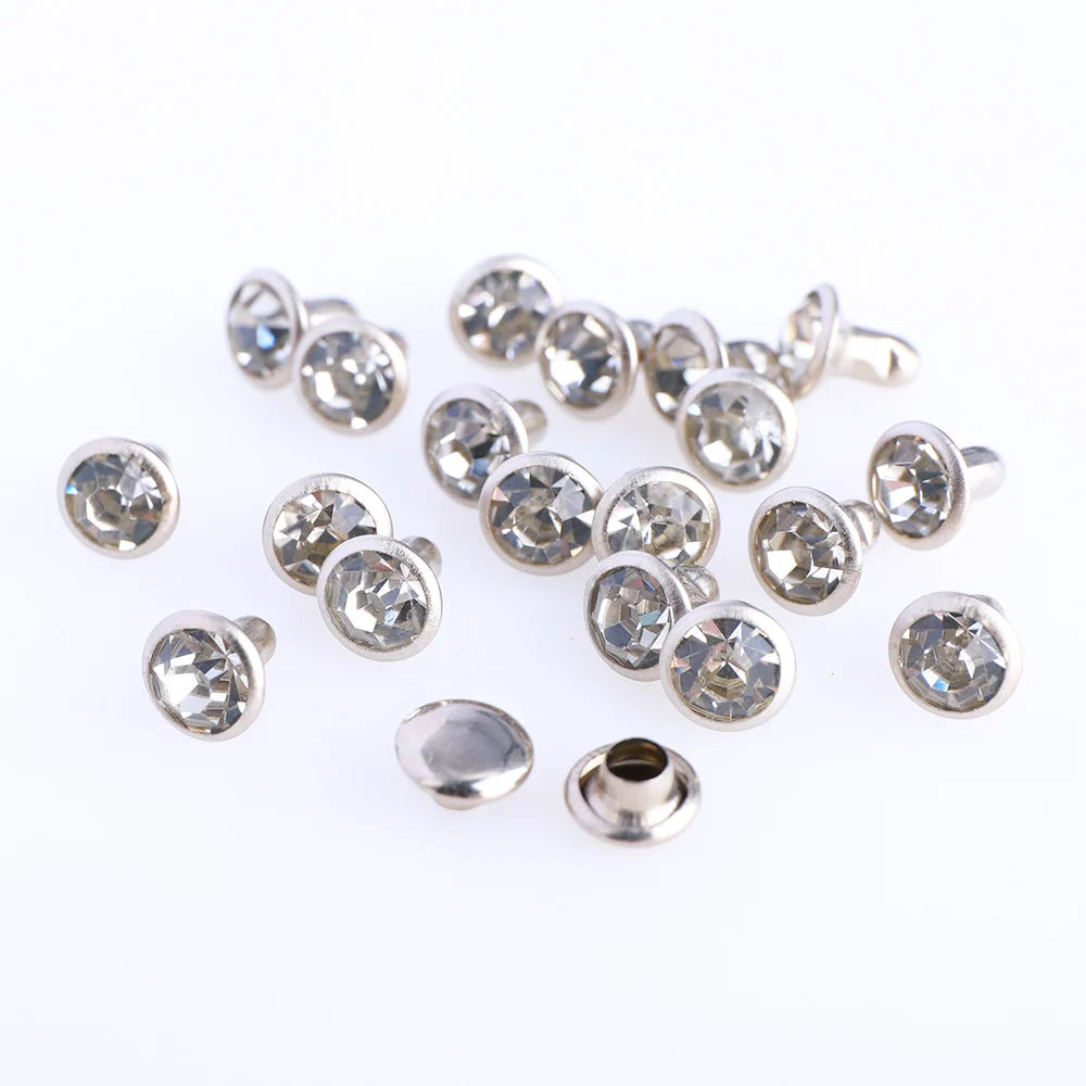 QIYI Glass Rhinestone Rivets Studs Spikes Brass Strass Decoration Horse Bridle Glass Stones for Leather Clothes Shoes