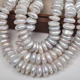 14-15mm Button Shape Real Natural Freshwater Baroque Pearls Beads DIY Jewellery Making