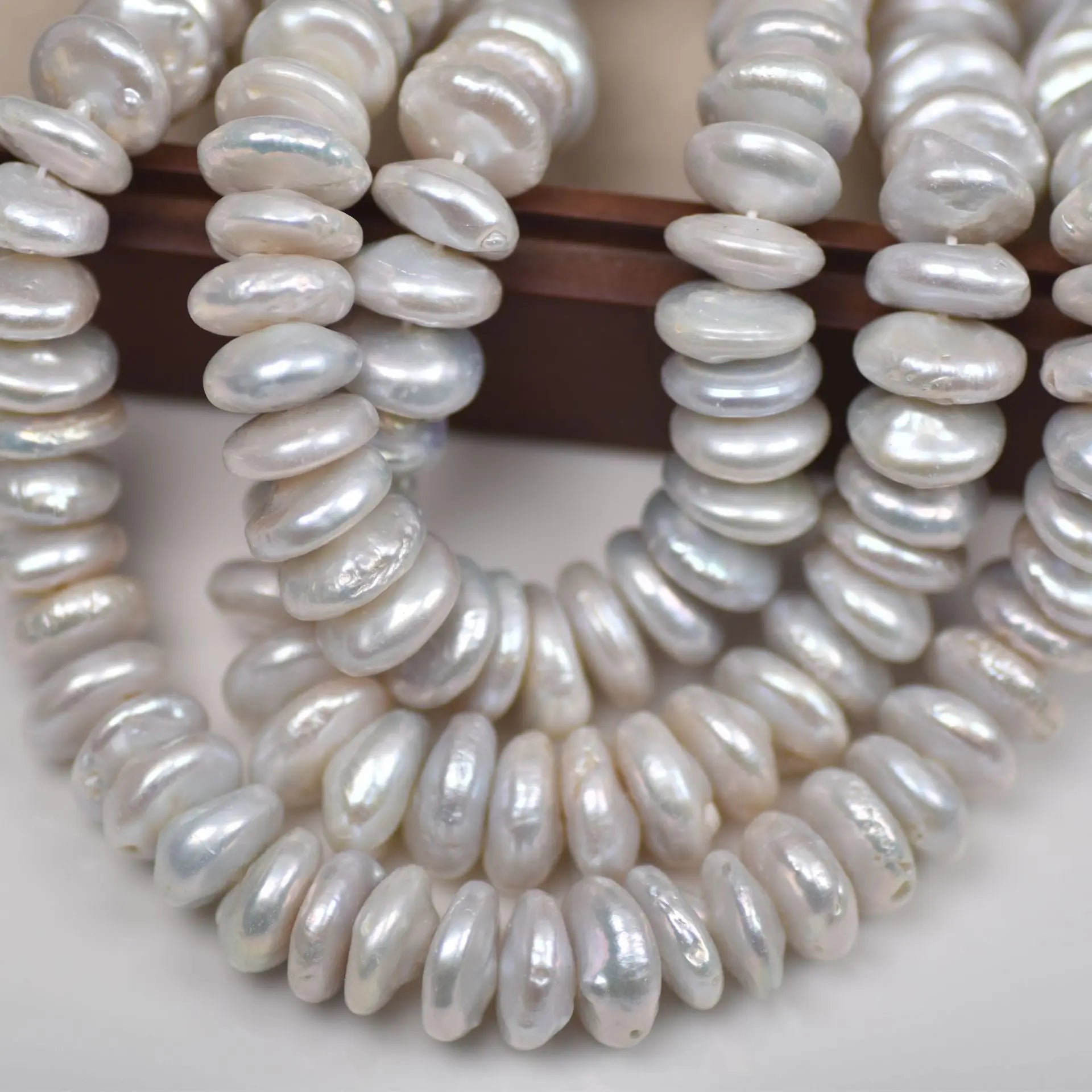 14-15mm Button Shape Real Natural Freshwater Baroque Pearls Beads DIY Jewellery Making