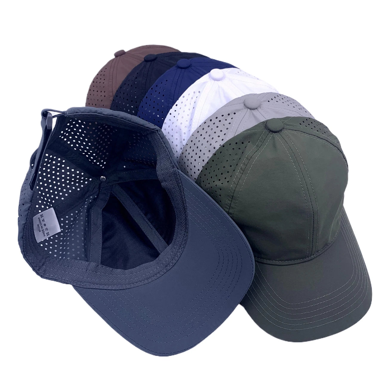 Unisex Nylon Baseball Caps Quick Drying Laser-Hole Ventilated Custom Logo Design Wholesale Dobby Sporty Gorras for Men Women