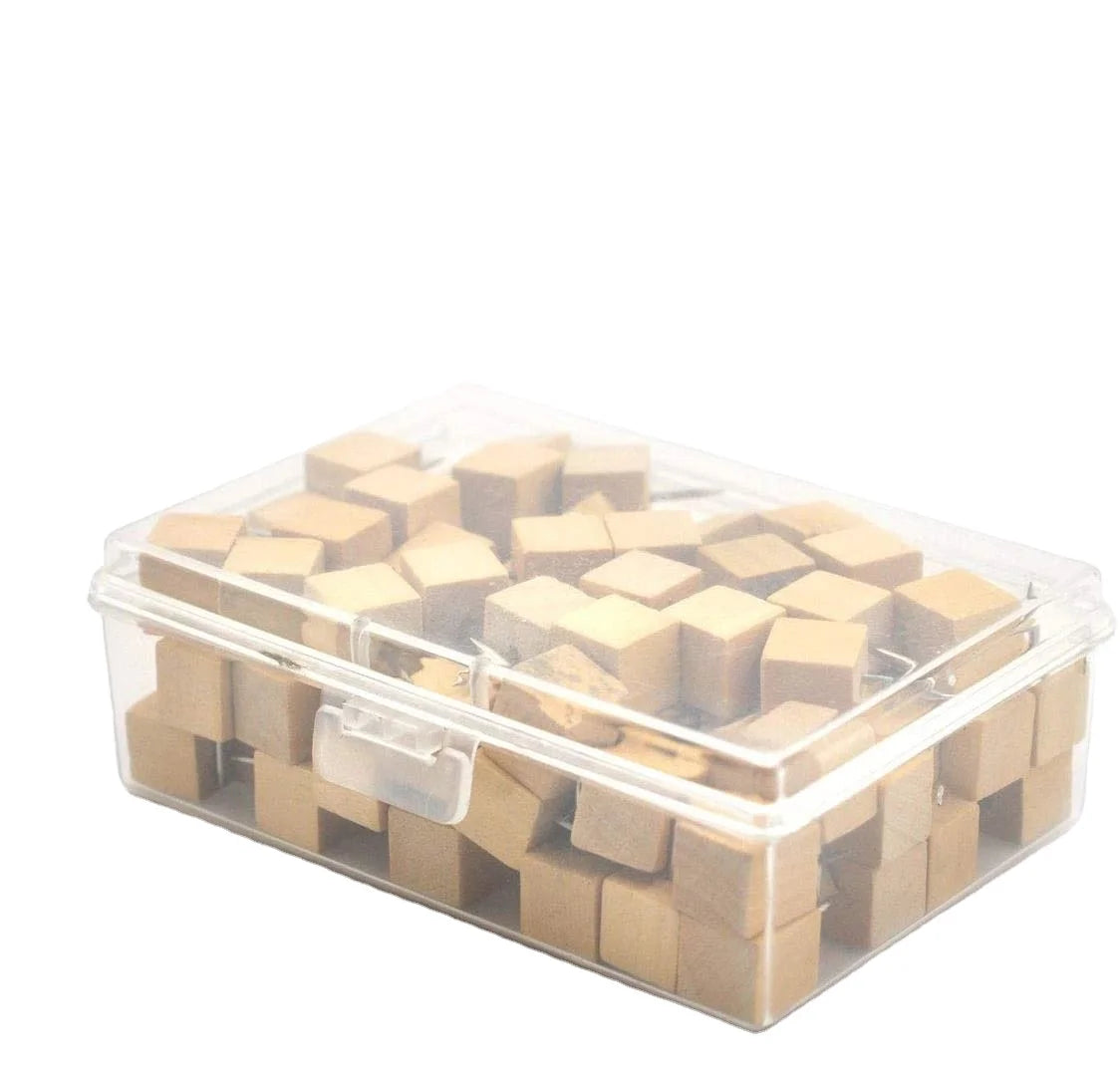 100 Pieces Square Wooden Thumb Tacks Wooden Push Pins for Cork Boards Map Photos Calendar with Box