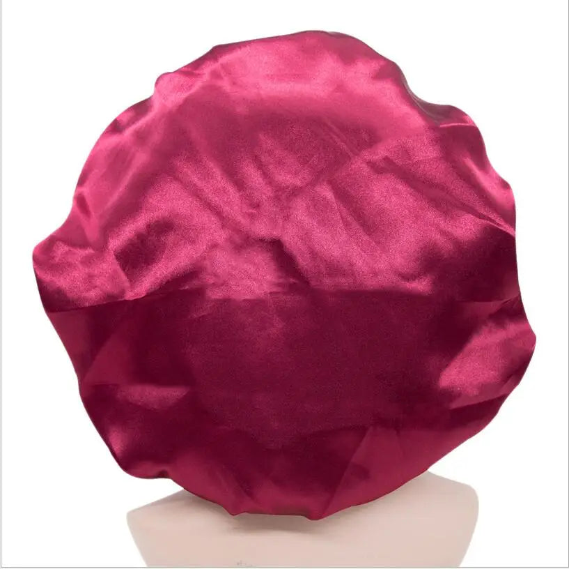 Hot Selling Women's Large Size Satin Bonnet Solid Polyester Sleep Hat Curly Hair 26cm Sweet Night Sleep Promotion Soft High
