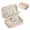 Wholesale Custom Logo Pink Jewelry Box Organizer With Logo Zipper Small Travel PU Leather Earrings Ring Jewelry Gift Case