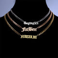 Hips Hop Personalized Letter Pendant Necklace Chunky Curb Chain Non Tarnish 18k Gold Plated Stainless Steel Custom Name Necklace