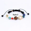 Natural Stone Eight Planets Beaded Bracelets Adjustable Bangles