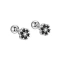 2025 Flower Designer Stud 925 Sterling Silver Round Black CZ Screw Back Earrings Set For Women Fine Jewelry Wholesale