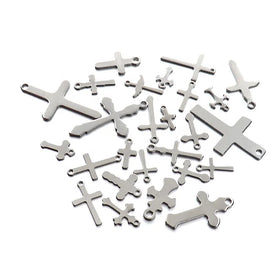 Stainless Steel Cross Charms for DIY Pendant Necklace Bracelet Making Earrings Findings Handicraft Jewelry Supplies