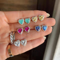 Crush Ice Out Cut CZ Heart Stud Halo Plata 925 Por Mayor Accesorios Pendientes De Joyeria Fina