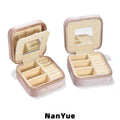 New Square Luxury Velvet Jewelry Box with Mirror Zipper Custom Logo Portable Travel Rings Earrings Necklaces Jewelry Storage Box