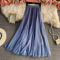 Summer Solid Straight Skirt Women Casual High Elastic Waist Mesh Midi Skirts for Girls Casual Skirt Clothes Women Wholesale