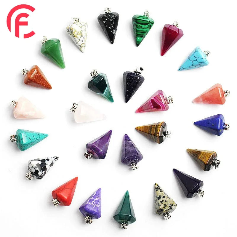 Wholesale Natural Crystal Stone Pendulum Pendant Necklace Gemstone Pendant Necklace for Women and Men