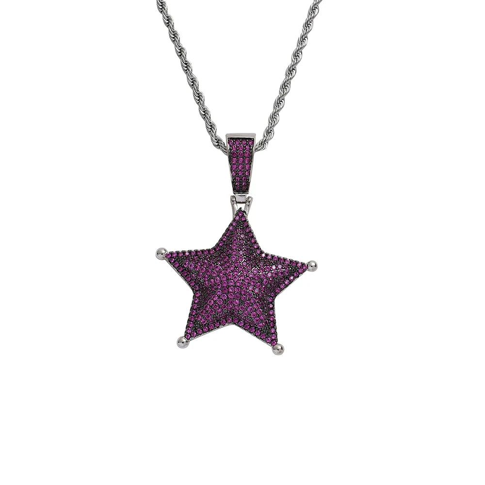 CN324 3 Colors Bling Bling Brass CZ Pendants Iced Out Hip Hop Necklace