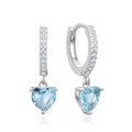Wholesale Fine Jewelry Dainty Huggie Earrings in Sterling Silver 925 Heart Drop with Diamond and Cubic Zirconia Main Stones